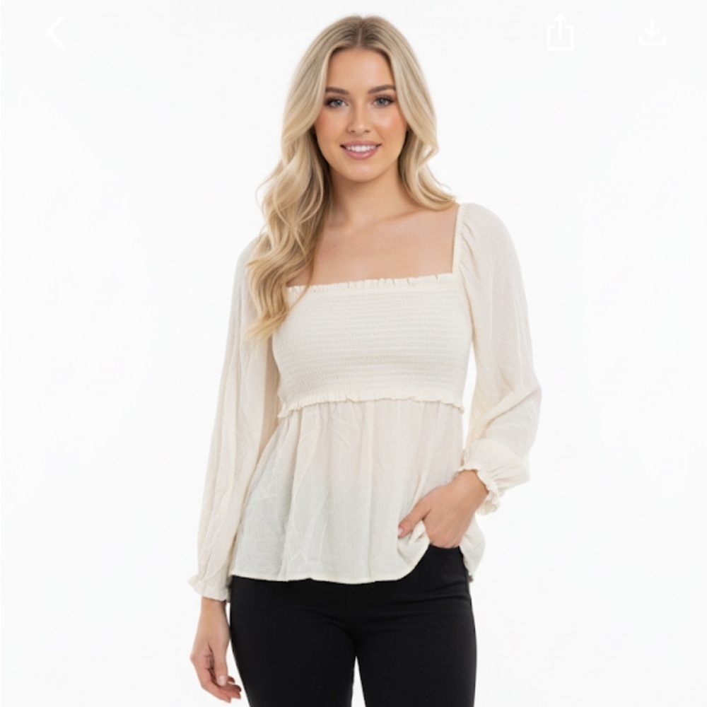Umgee Off-Shoulder Cream boho Top size small